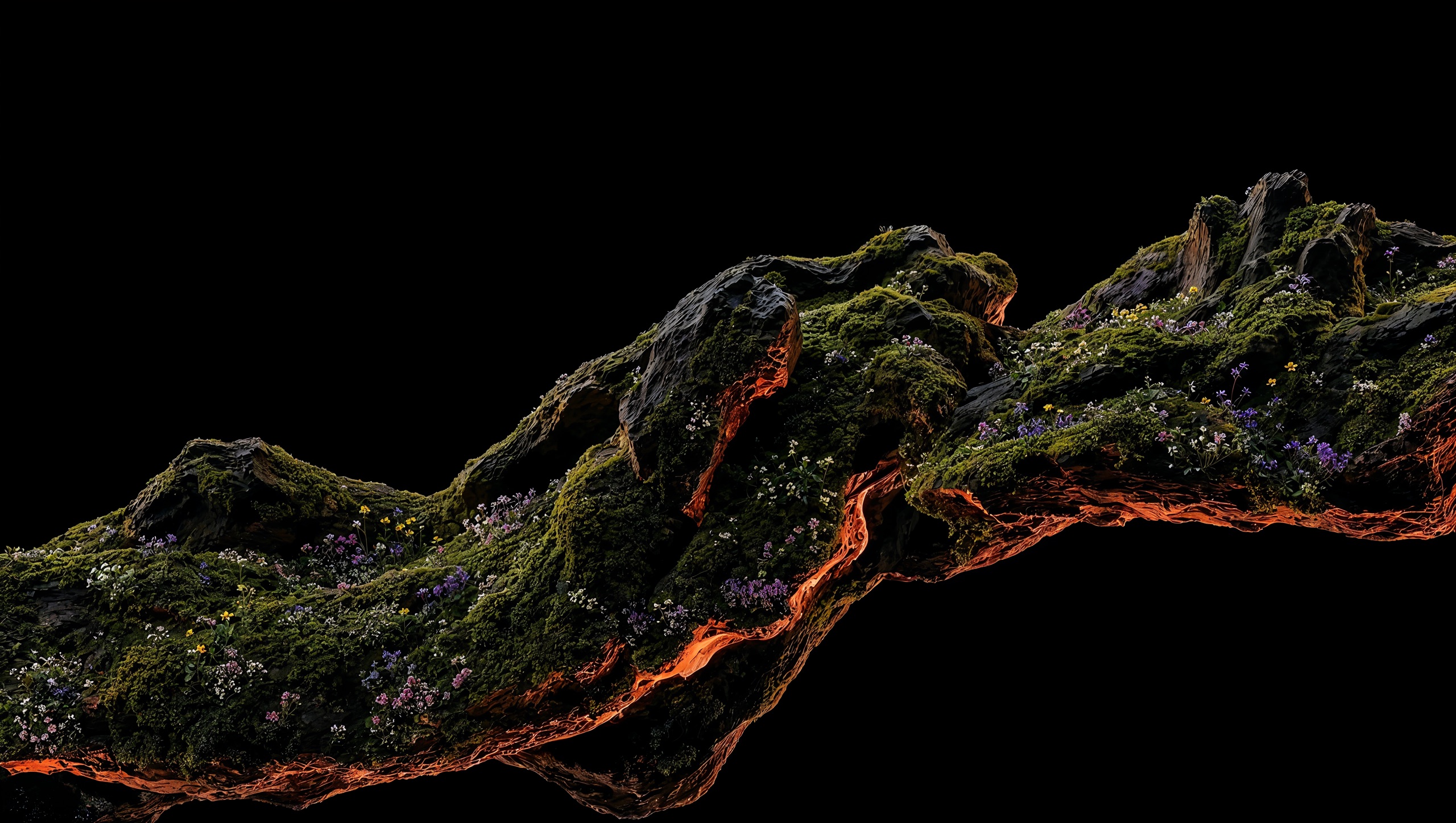 The same ridge covered in moss and flowers
